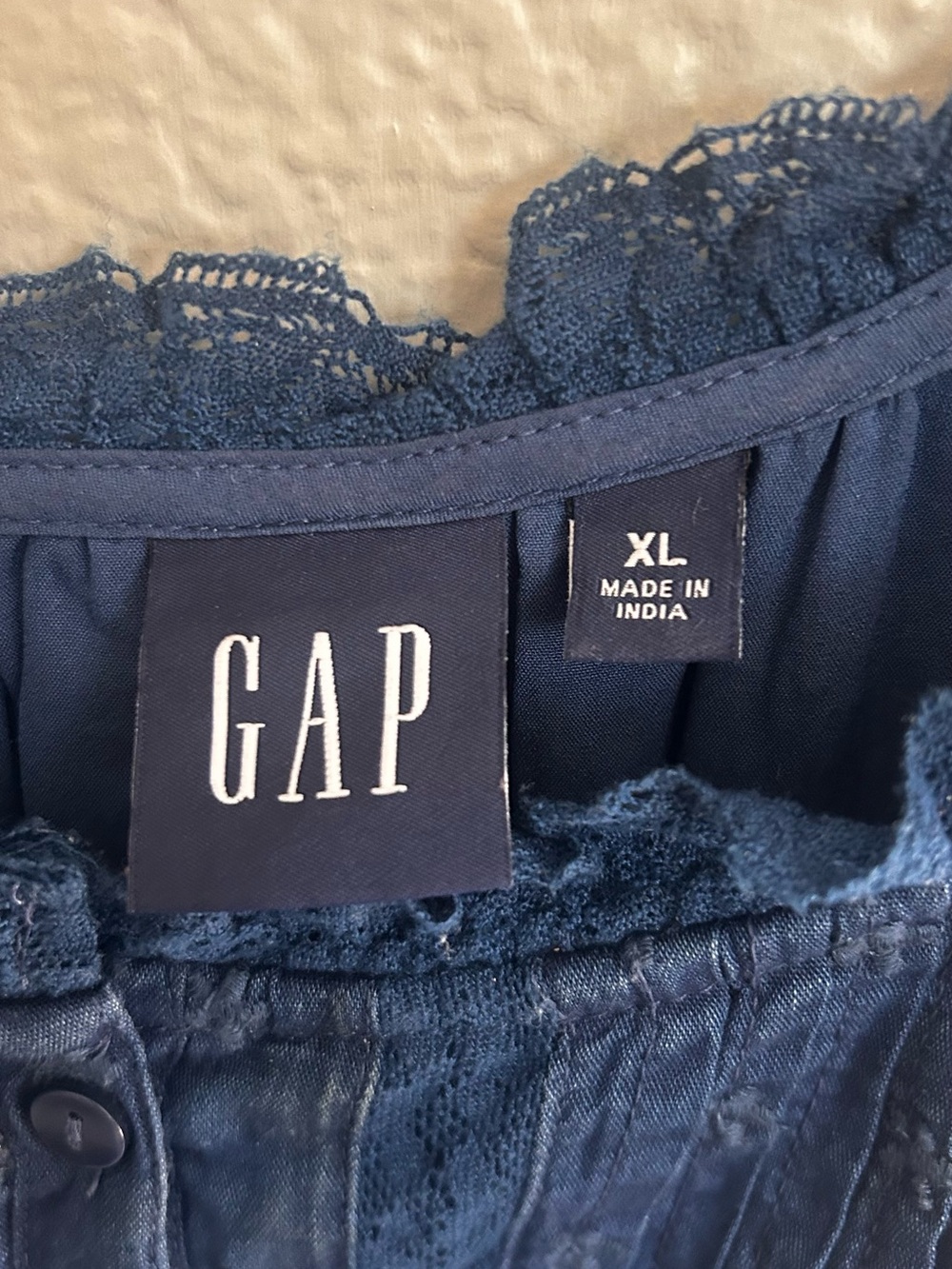 Gap Embroidered Puff-Sleeve Maxi Dress Indigo XL - Picture 7 of 12